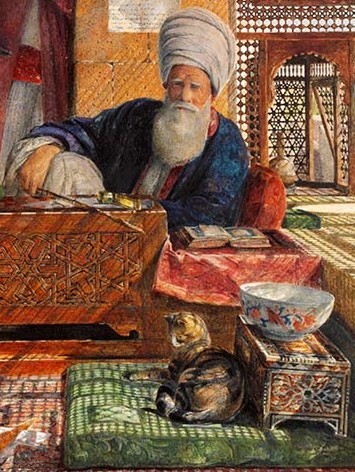 トルコの人と猫を描いた絵画