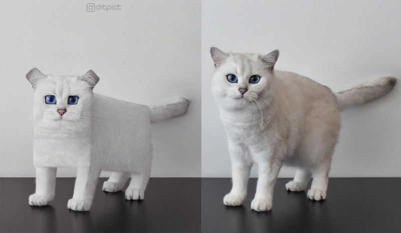 ピクセル化された白猫
